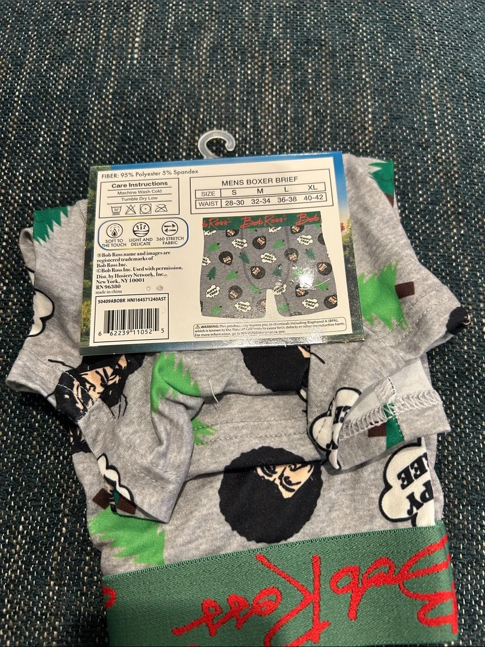 Bob Ross Kids' Gray & Green Boxer Briefs - Playful Painter Print